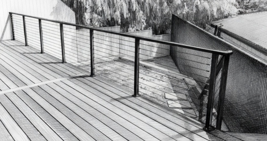 Metforce Malka Alu aluminium and stainless steel wire rope balustrade, powder coated, Perth