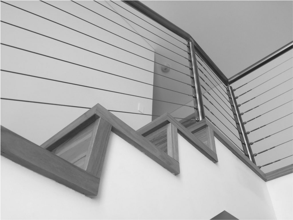 Metforce Malka Stainless grade 316 stainless steel and wire rope balustrade, brushed finish, Perth