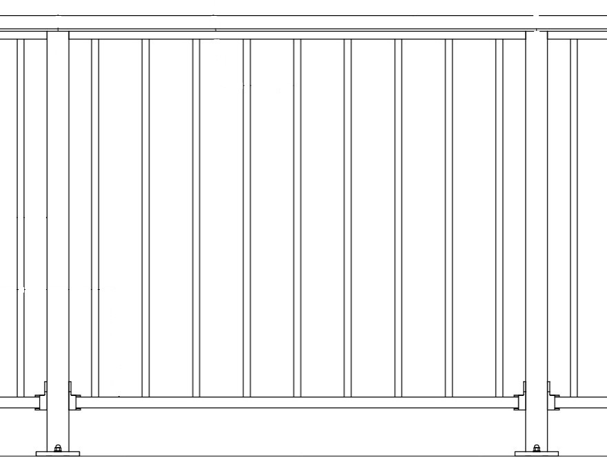 Metforce Mooro aluminium balustrade with vertical infill panels and toprail, powder coated, Perth