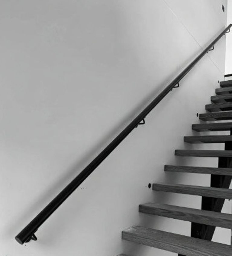 e Wall Handrails (Aluminium) Alt Text: Metforce aluminium wall mounted handrail with discreet brackets, powder coated, Perth